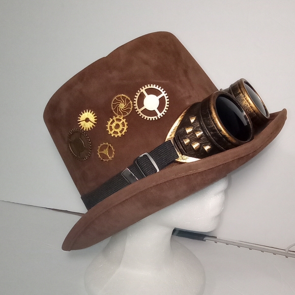 Steampunk Googles Party/Halloween Unisex Brown Hat Sizes OS - Picture 7 of 11